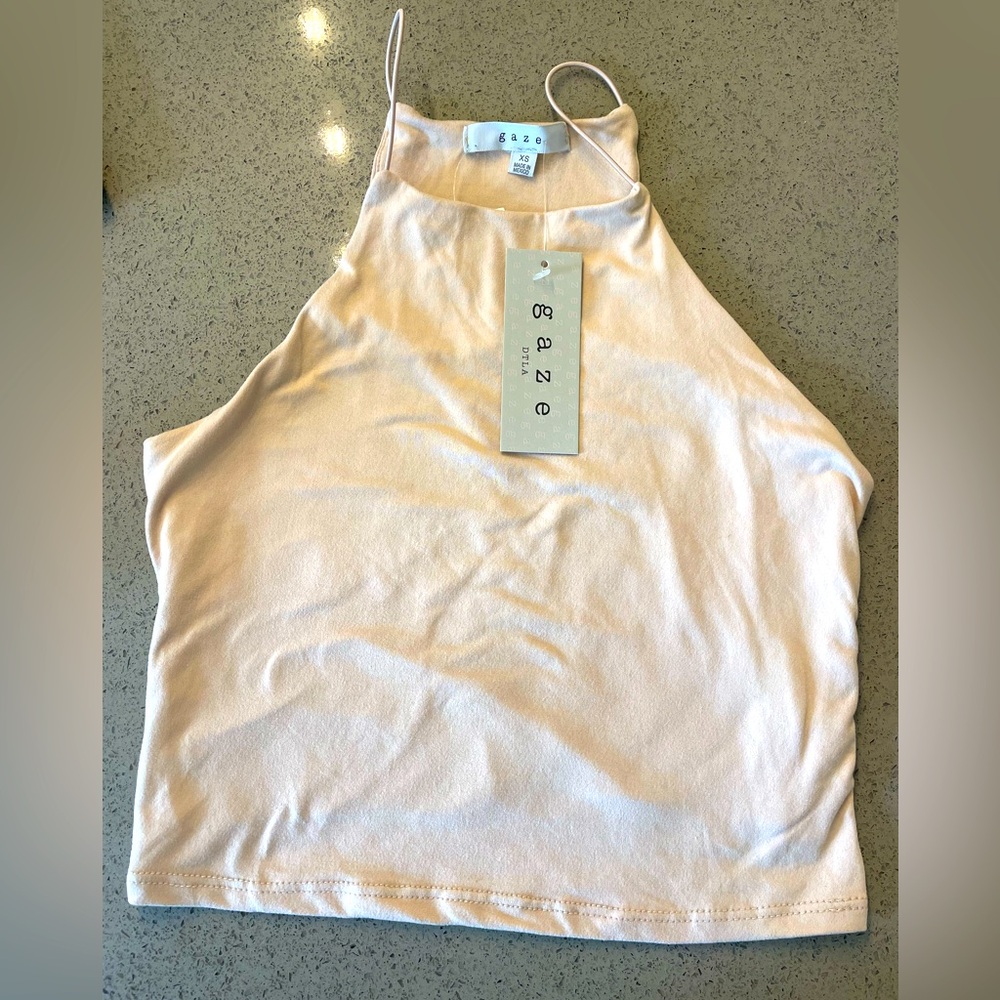 Cropped tank undershirt | cream | racerback | very soft material | new | XS
